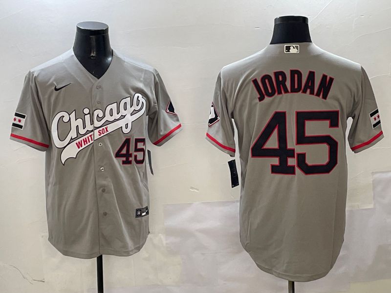 Men Chicago White Sox #45 Jordan Grey Fashion Game 2025 Nike MLB Jersey style 1->chicago white sox->MLB Jersey